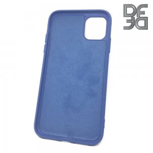 DF Мягкий силиконовый чехол для iPhone 11 с микрофибровой подкладкой синий