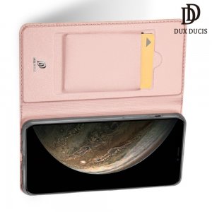 Dux Ducis чехол книжка для iPhone 11 Pro с магнитом и отделением для карты - Розовое Золото