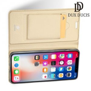 Dux Ducis чехол книжка для iPhone XS Max с магнитом и отделением для карты - Золотой