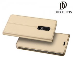 Dux Ducis чехол книжка для OnePlus 6 с магнитом и отделением для карты - Золотой
