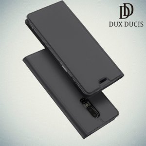Dux Ducis чехол книжка для OnePlus 6 с магнитом и отделением для карты - Серый