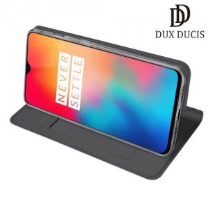 Dux Ducis чехол книжка для OnePlus 6T с магнитом и отделением для карты - Тёмно серый