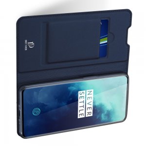Dux Ducis чехол книжка для OnePlus 7T Pro с магнитом и отделением для карты - Синий