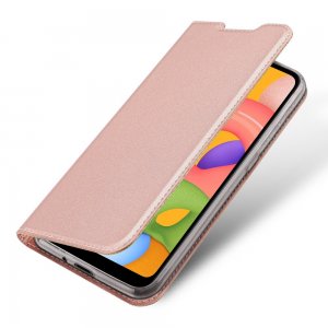 Dux Ducis чехол книжка для Samsung Galaxy A01 с магнитом и отделением для карты - Светло-Розовый