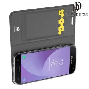 Dux Ducis чехол книжка для Samsung Galaxy J7 2018 с магнитом и отделением для карты - Серый
