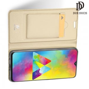 Dux Ducis чехол книжка для Samsung Galaxy M20 с магнитом и отделением для карты - Золотой