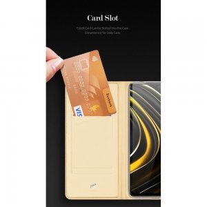 Dux Ducis чехол книжка для Xiaomi Poco M3 с магнитом и отделением для карты - Золотой