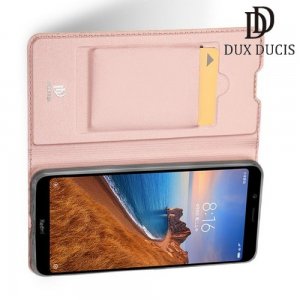 Dux Ducis чехол книжка для Xiaomi Redmi 7A с магнитом и отделением для карты - Розовое Золото