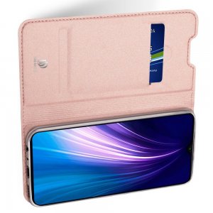 Dux Ducis чехол книжка для Xiaomi Redmi Note 8T с магнитом и отделением для карты - Светло-Розовый