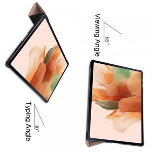 Двухсторонний чехол книжка для Samsung Galaxy Tab S7 FE с подставкой - Розовый
