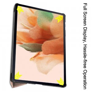 Двухсторонний чехол книжка для Samsung Galaxy Tab S7 FE с подставкой - Розовый