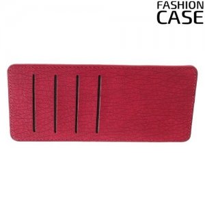 Элегантный чехол кошелек для телефона под кожу с карманом на молнии и отсеками для карточек - Красный