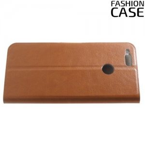 Fashion Case чехол книжка флип кейс для Huawei Honor 7X - Коричневый