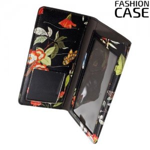 Fashion Case универсальный тонкий чехол кошелек с защитой экрана для телефона 5 дюймов - Черный