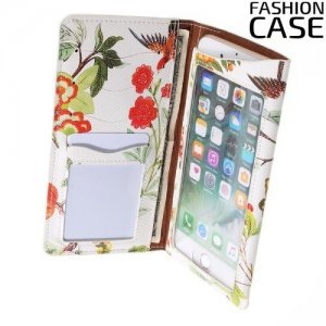 Fashion Case универсальный тонкий чехол кошелек с защитой экрана для телефона 5 дюймов - Белый