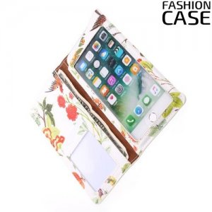 Fashion Case универсальный тонкий чехол кошелек с защитой экрана для телефона 5 дюймов - Белый