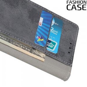 Flip Wallet чехол книжка для HTC Desire 19 Plus - Серый