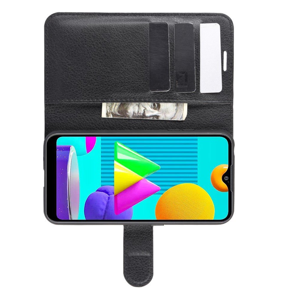 Чехол книжка для Samsung Galaxy M01 отделения для карт и подставка Черный