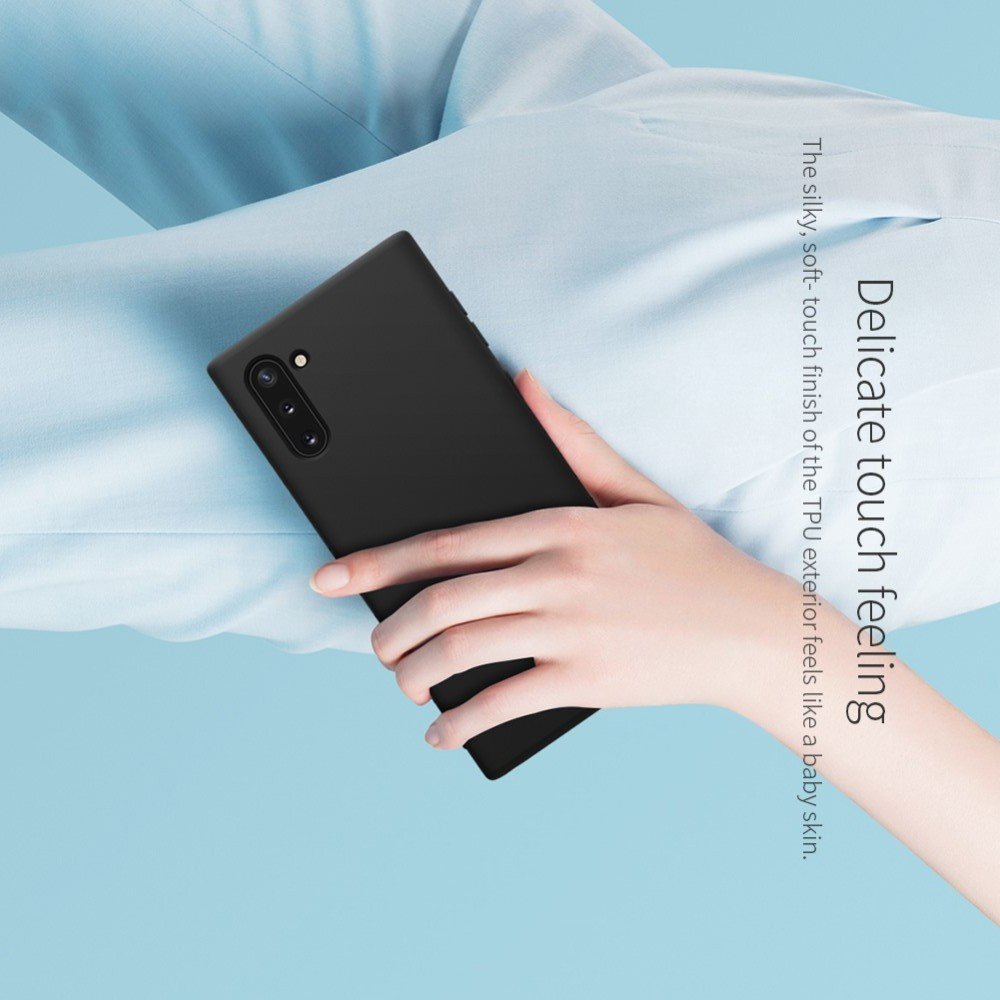 NILLKIN Rubberized Мягкий силиконовый чехол для Samsung Galaxy Note 10 с микрофибровой подкладкой черный