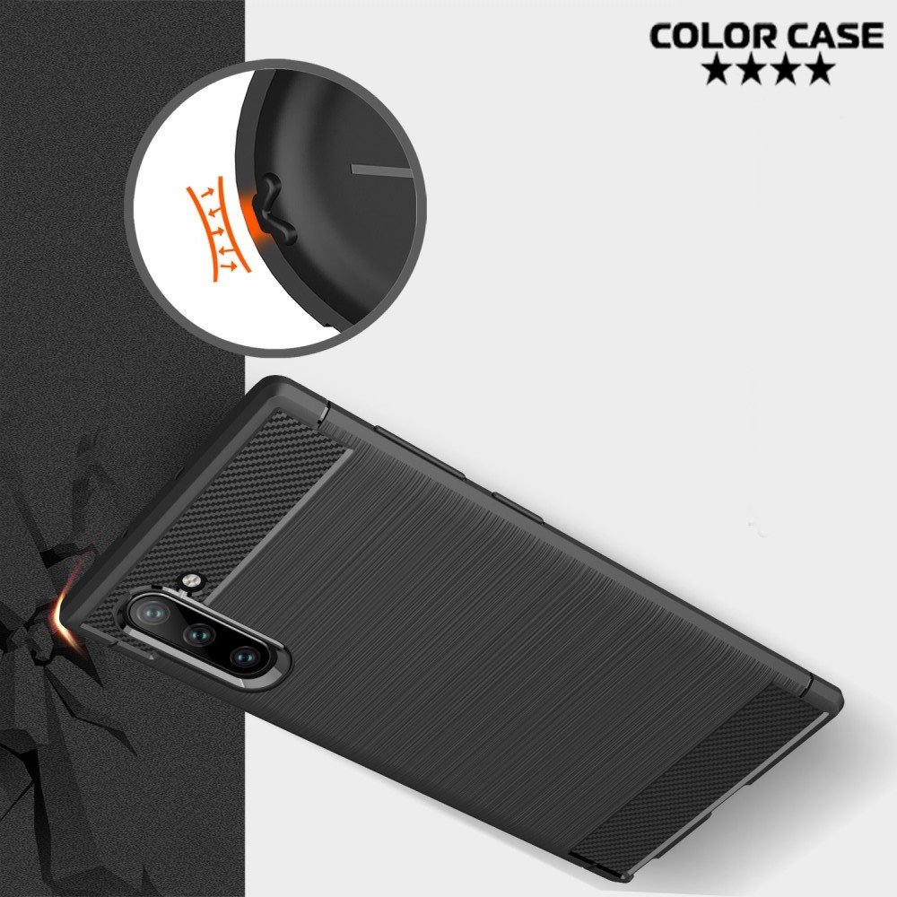 Carbon Силиконовый матовый чехол для Samsung Galaxy Note 10 - Черный цвет