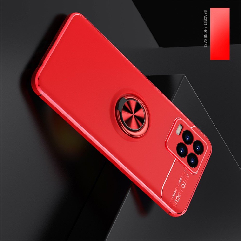 ArmaRing Двухкомпонентный чехол для Realme 8 / 8 Pro с кольцом для магнитного автомобильного держателя - Красный