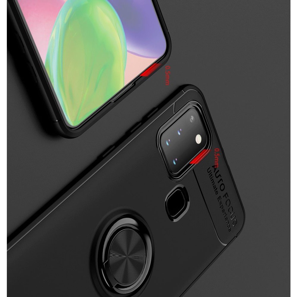 ArmaRing Двухкомпонентный чехол для Samsung Galaxy A21s с кольцом для магнитного автомобильного держателя - Красный / Черный
