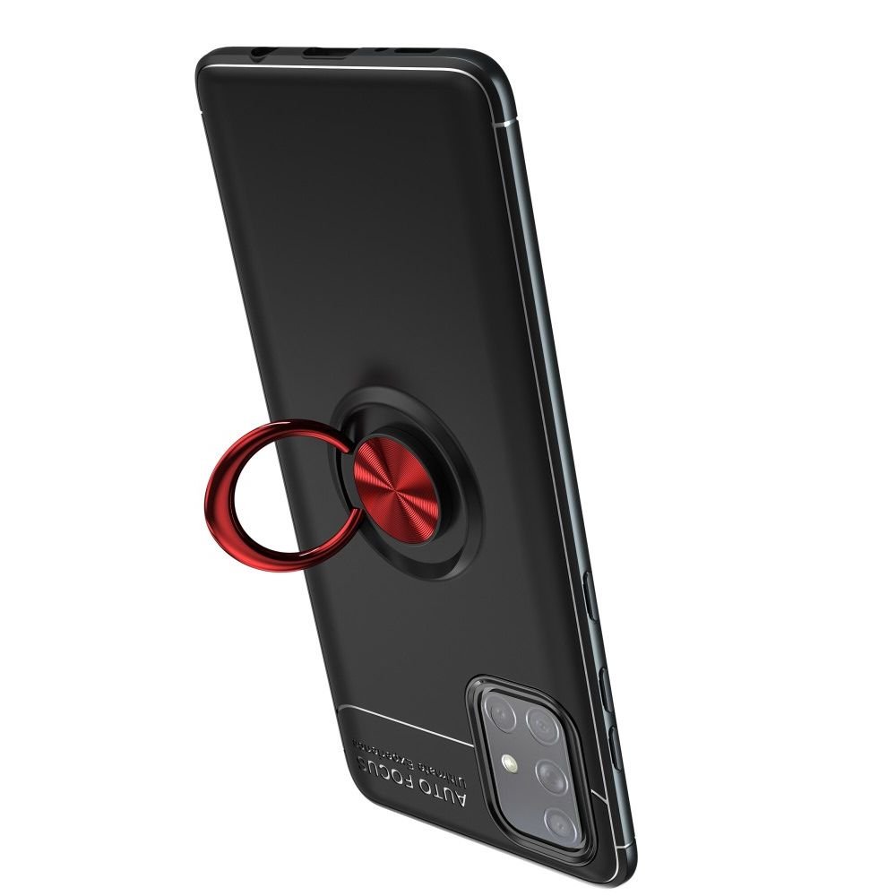 ArmaRing Двухкомпонентный чехол для Samsung Galaxy A71 с кольцом для магнитного автомобильного держателя - Красный / Черный