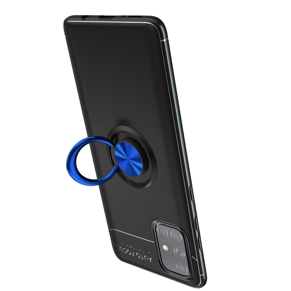 ArmaRing Двухкомпонентный чехол для Samsung Galaxy A71 с кольцом для магнитного автомобильного держателя - Синий / Черный