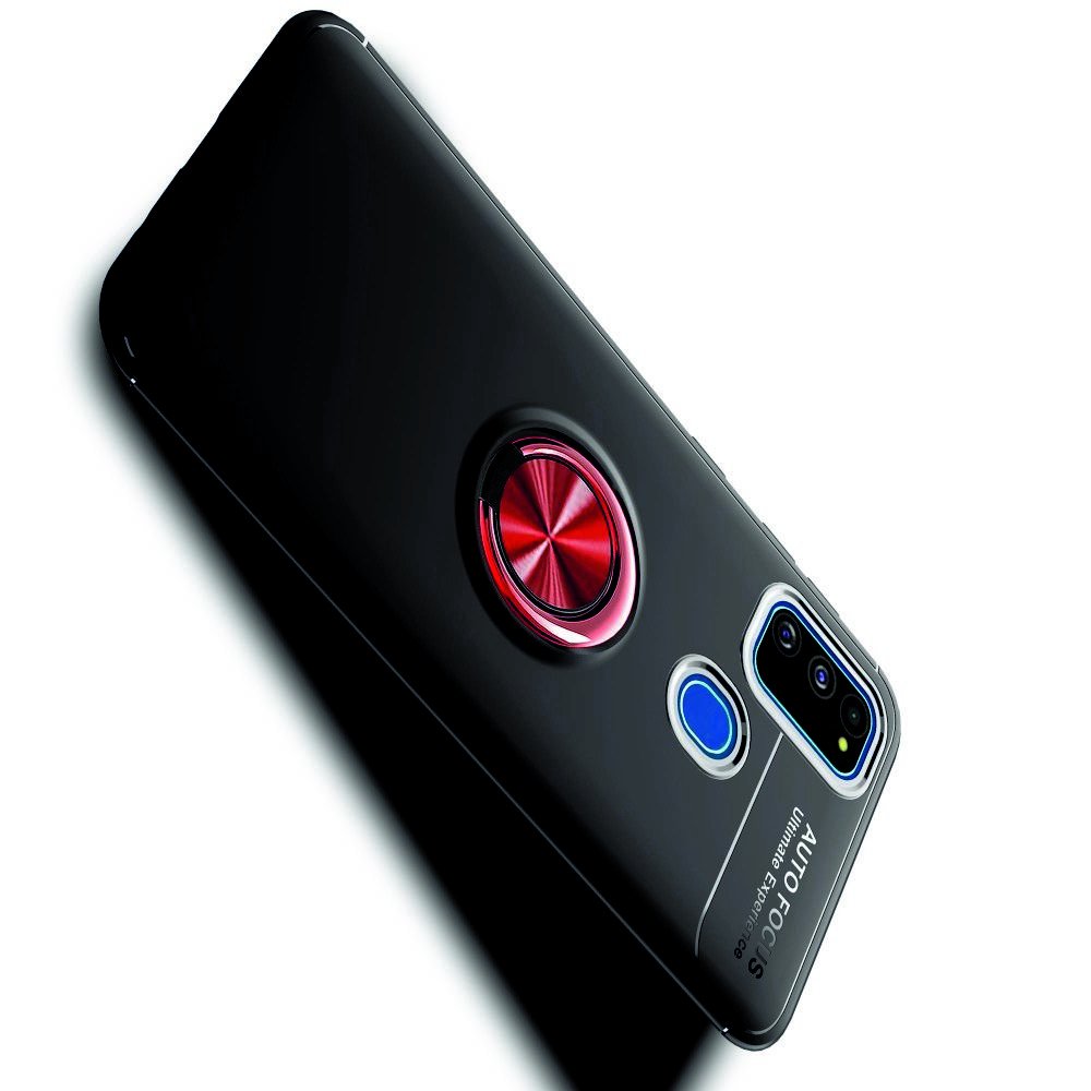ArmaRing Двухкомпонентный чехол для Samsung Galaxy M30s с кольцом для магнитного автомобильного держателя - Красный / Черный