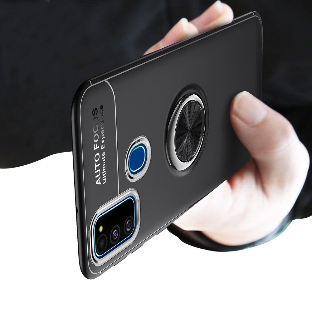 ArmaRing Двухкомпонентный чехол для Samsung Galaxy M31 с кольцом для магнитного автомобильного держателя - Черный