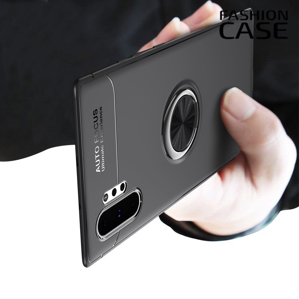 ArmaRing Двухкомпонентный чехол для Samsung Galaxy Note 10+ с кольцом для магнитного автомобильного держателя - Черный