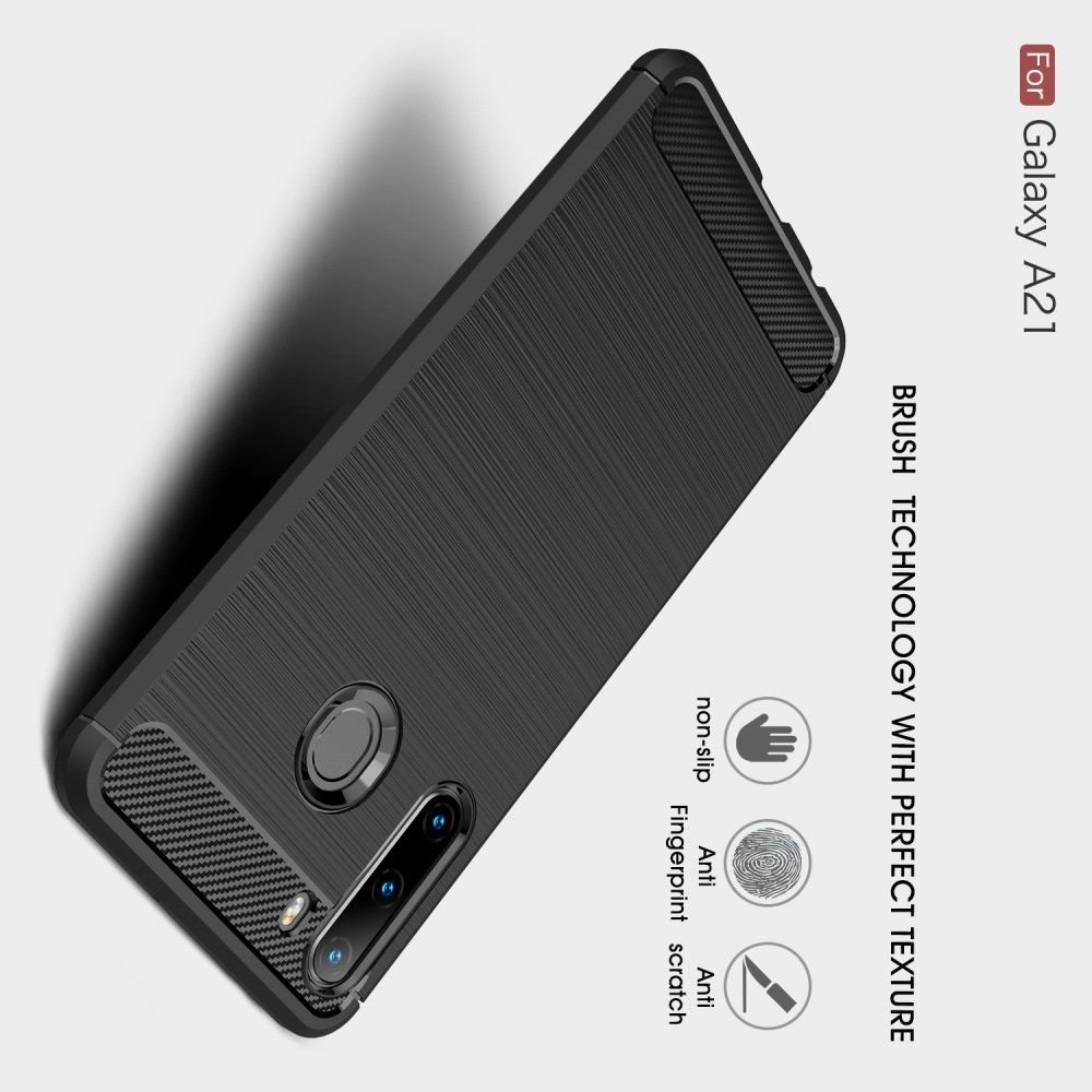 Carbon Силиконовый матовый чехол для Samsung Galaxy A21 - Черный