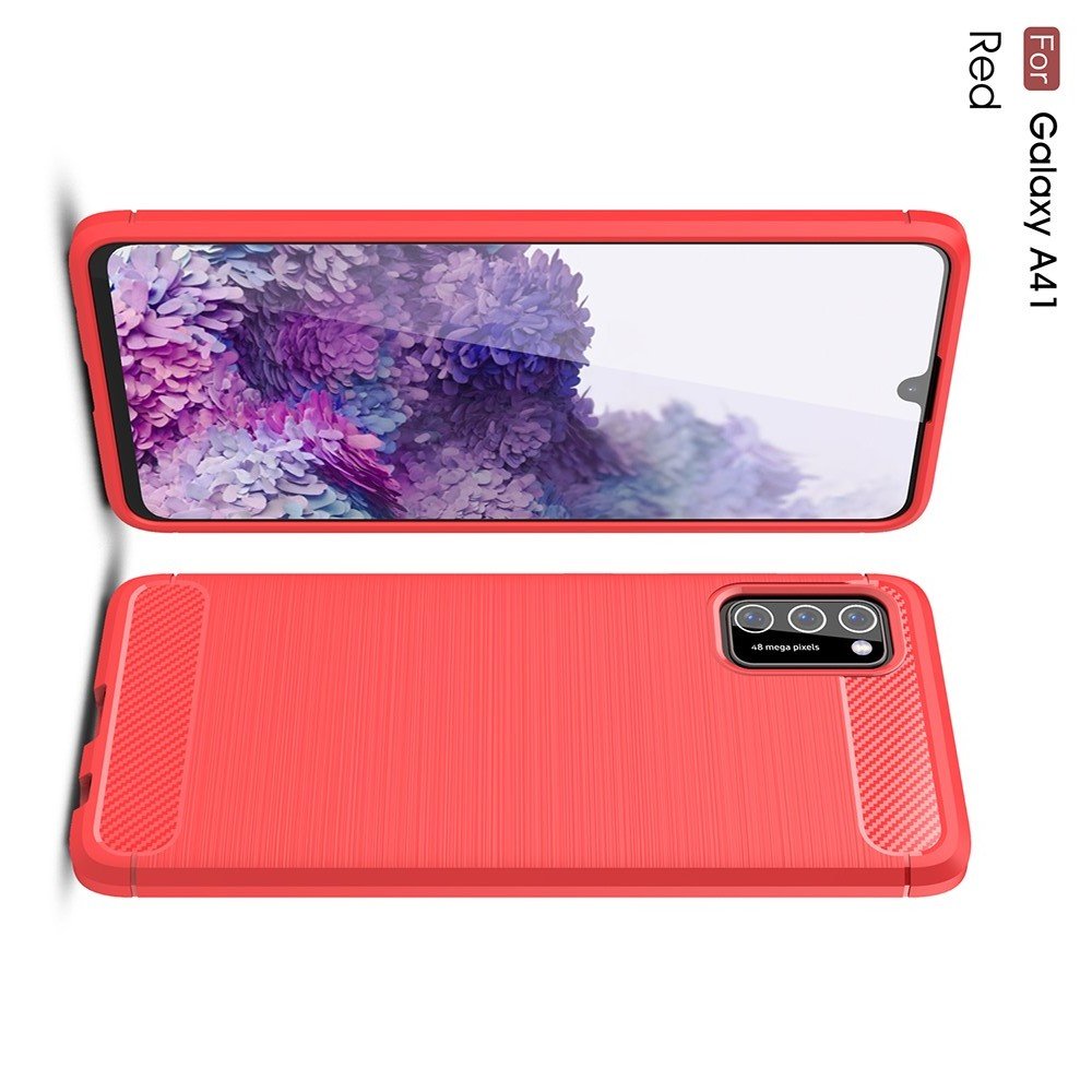 Carbon Силиконовый матовый чехол для Samsung Galaxy A41 - Красный