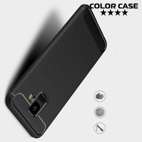 Carbon Силиконовый матовый чехол для Samsung Galaxy A6 2018 SM-A600F - Черный