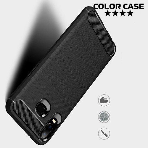 Carbon Силиконовый матовый чехол для Samsung Galaxy A6s - Черный