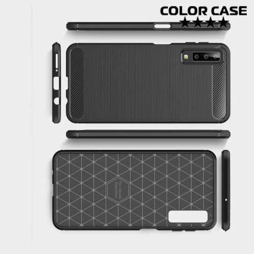 Carbon Силиконовый матовый чехол для Samsung Galaxy A7 2018 SM-A750F - Черный