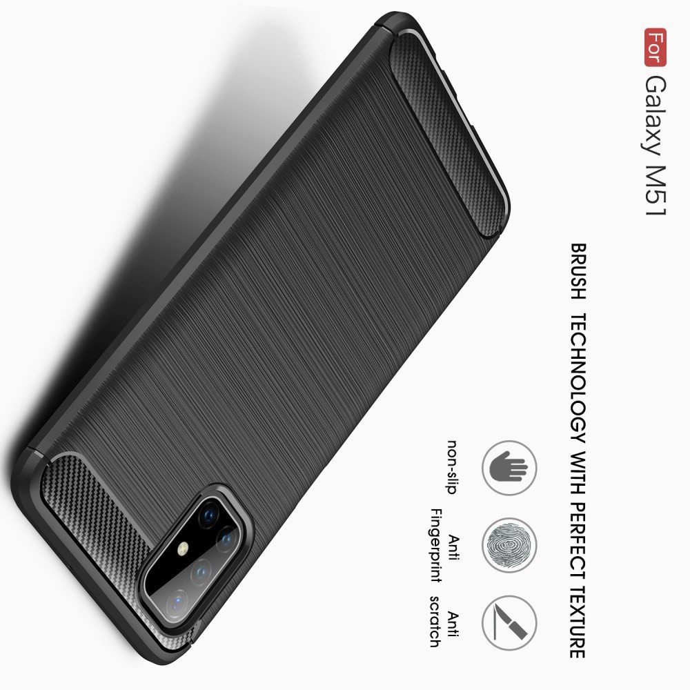 Carbon Силиконовый матовый чехол для Samsung Galaxy M51 - Черный