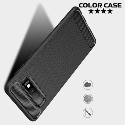 Carbon Силиконовый матовый чехол для Samsung Galaxy S10 - Черный