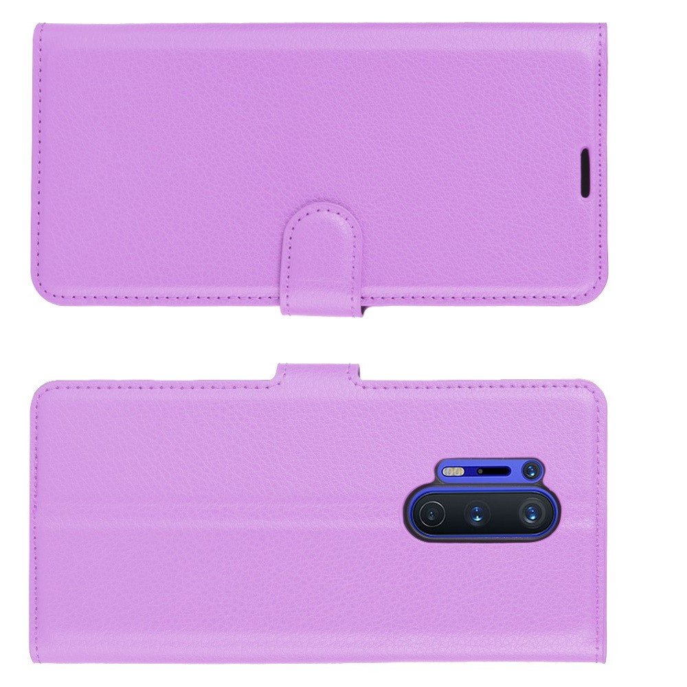 Чехол книжка для OnePlus 8 Pro отделения для карт и подставка Фиолетовый