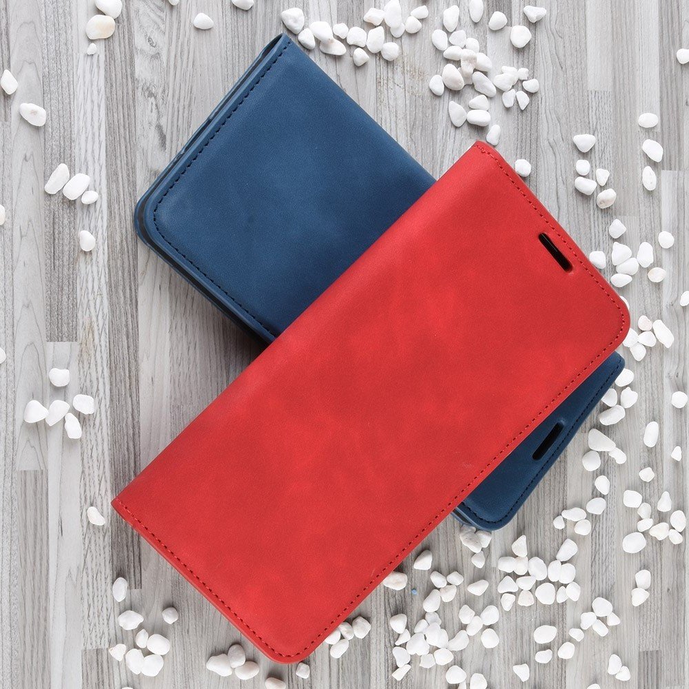 Чехол книжка для Samsung Galaxy A21 с магнитом и отделением для карты - Красный