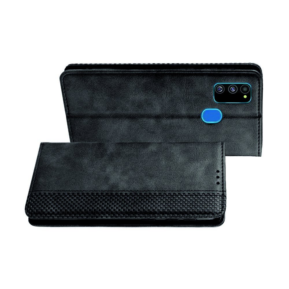 Чехол книжка для Samsung Galaxy M30s с магнитом и отделением для карты - Черный
