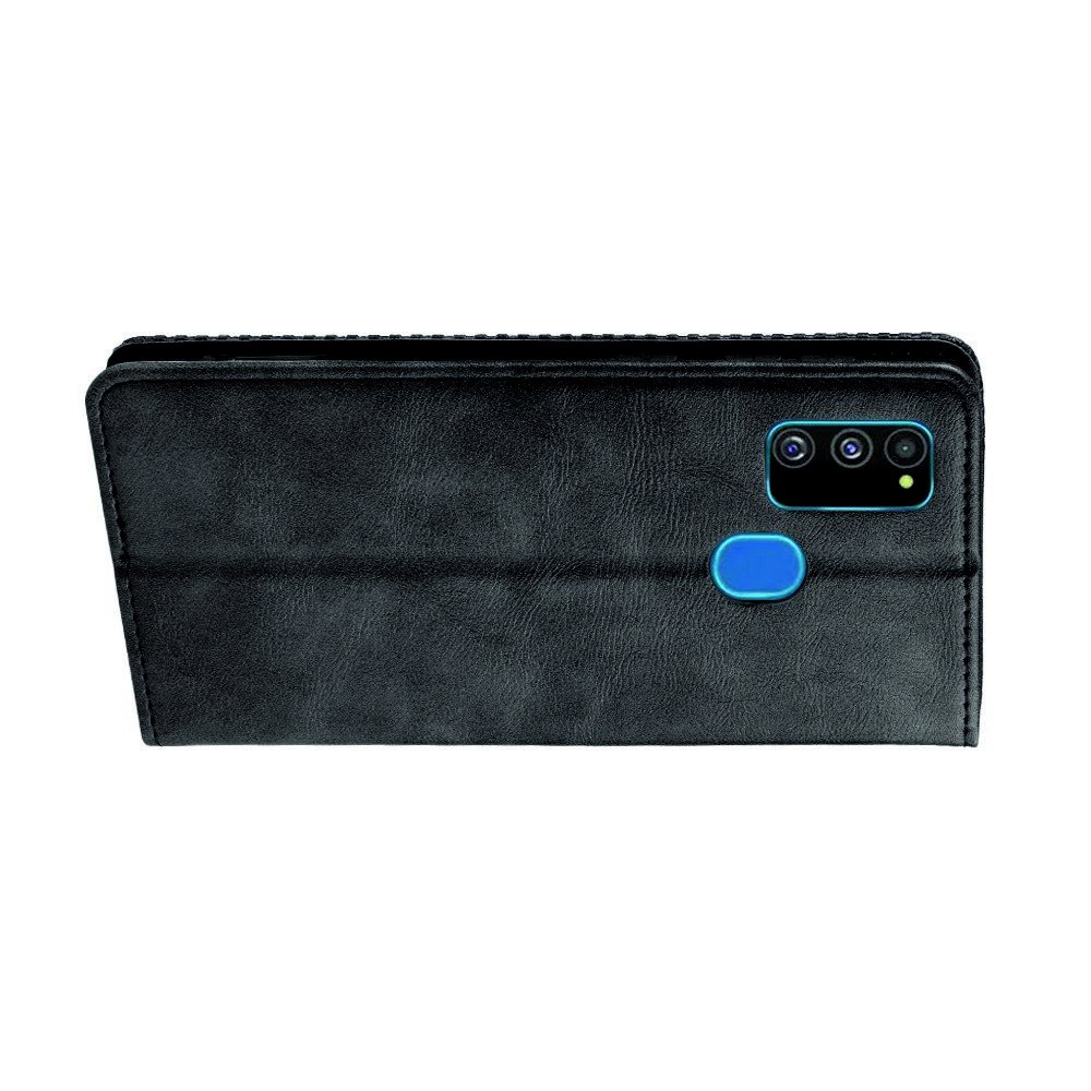Чехол книжка для Samsung Galaxy M30s с магнитом и отделением для карты - Черный
