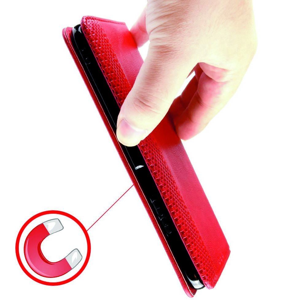 Чехол книжка для Samsung Galaxy M30s с магнитом и отделением для карты - Красный