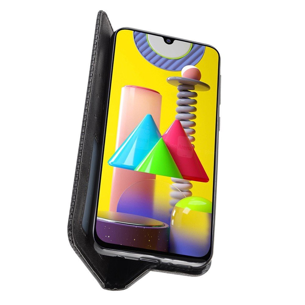 Чехол книжка для Samsung Galaxy M31 с магнитом и отделением для карты - Черный