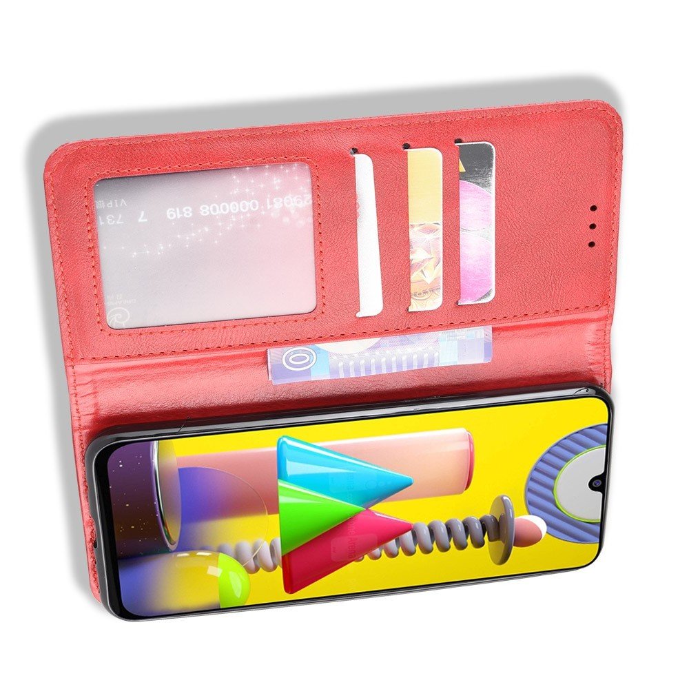 Чехол книжка для Samsung Galaxy M31 с магнитом и отделением для карты - Красный