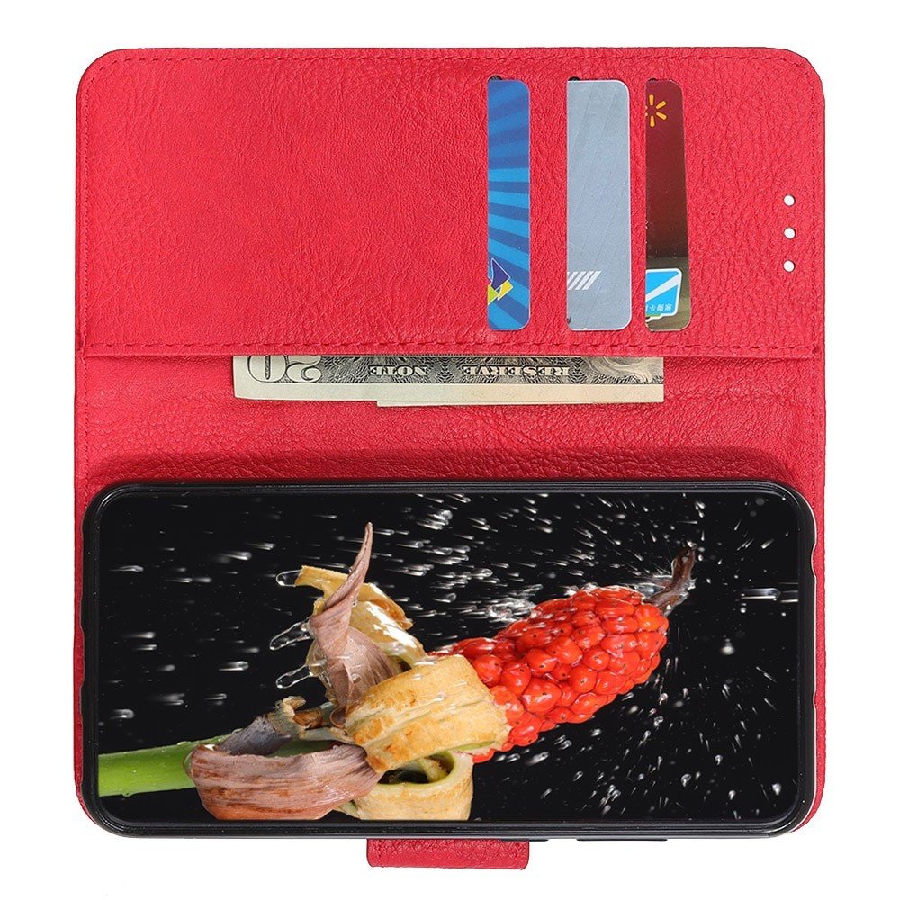 Чехол книжка для Sony Xperia 1 II отделения для карт и подставка Красный