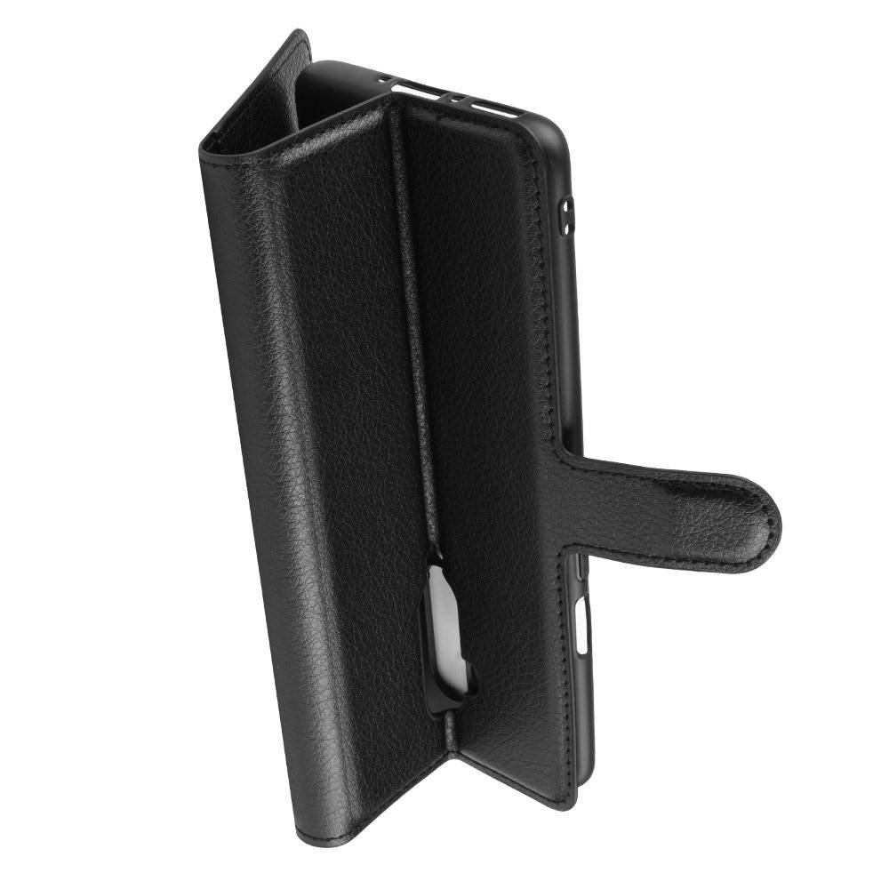Чехол книжка кошелек с отделениями для карт и подставкой для OnePlus 7T Pro - Черный