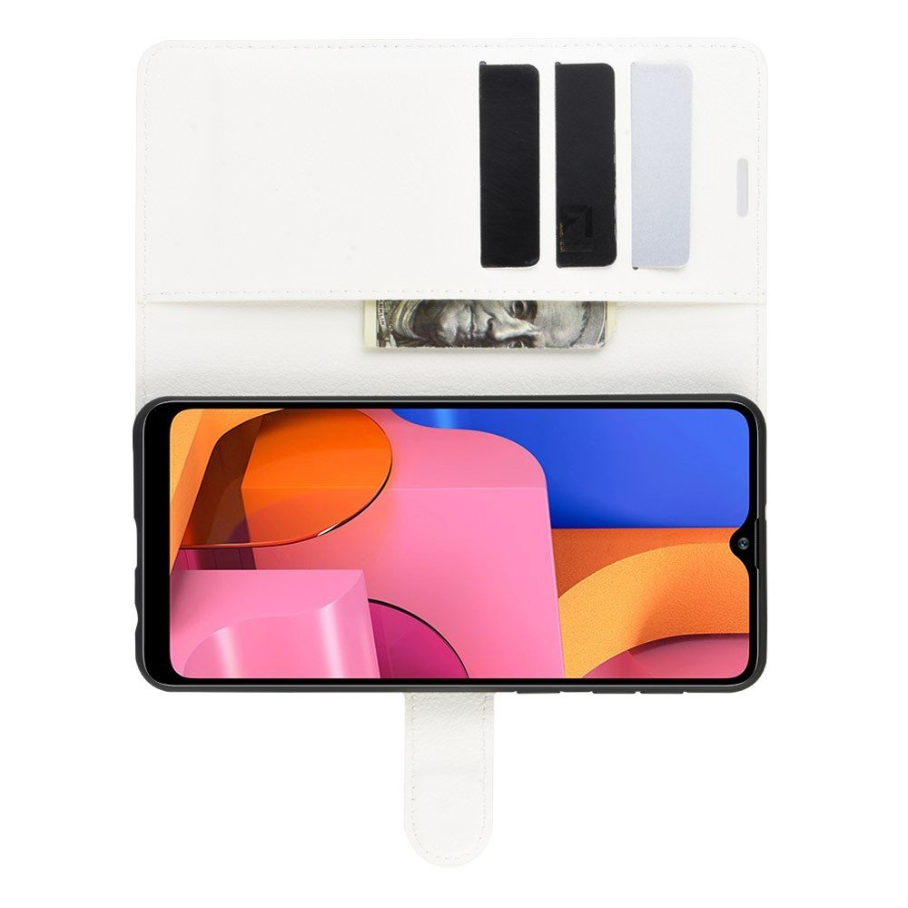 Чехол книжка кошелек с отделениями для карт и подставкой для Samsung Galaxy A21 - Белый