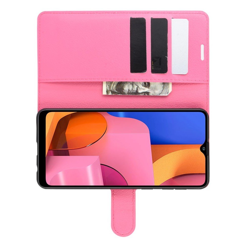 Чехол книжка кошелек с отделениями для карт и подставкой для Samsung Galaxy A21 - Светло-Розовый