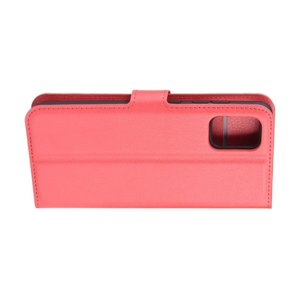 Чехол книжка кошелек с отделениями для карт и подставкой для Samsung Galaxy A51 - Красный